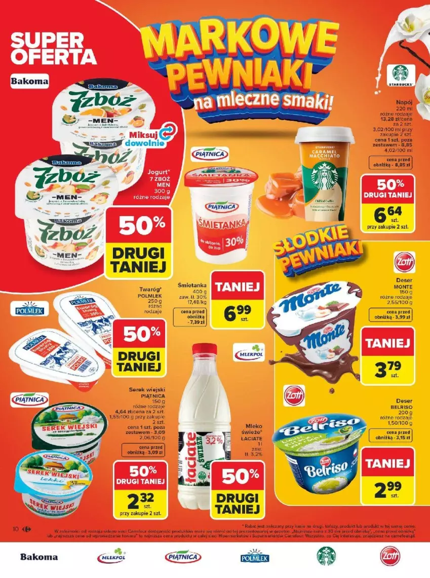 Gazetka promocyjna Carrefour - Gazetka Carrefour, Market Łap markowe pewniaki! - ważna 16.02 do 28.02.2026 - strona 12 - produkty: Bakoma, Belriso, Deser, Fa, Klej, Mleko, Monte, Napój, Piątnica, POLMLEK, Sati, Ser, Serek, Serek wiejski, Twaróg