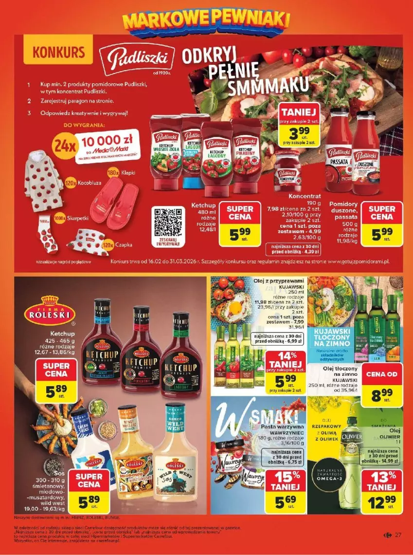 Gazetka promocyjna Carrefour - Gazetka Carrefour, Market Łap markowe pewniaki! - ważna 16.02 do 28.02.2026 - strona 29 - produkty: Gry, Ketchup, Kujawski, Mus, Olej, Omega-3, Pasta warzywna, Pudliszki