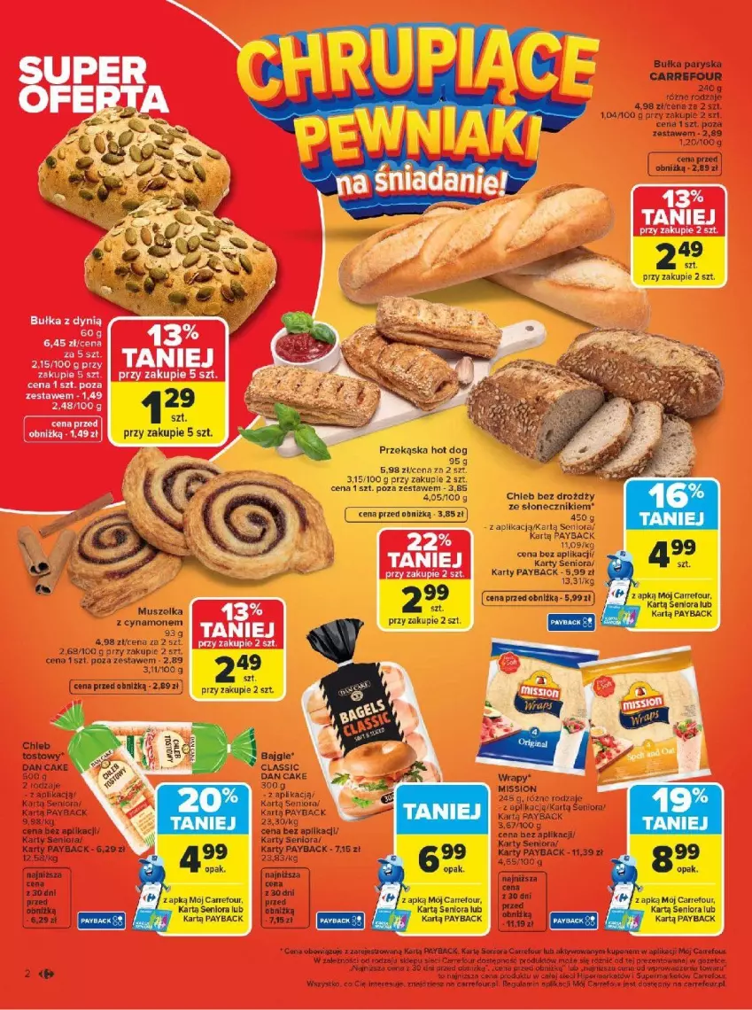 Gazetka promocyjna Carrefour - Gazetka Carrefour, Market Łap markowe pewniaki! - ważna 16.02 do 28.02.2026 - strona 4 - produkty: Bajgle, Bułka, Dan Cake