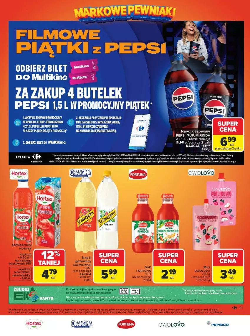 Gazetka promocyjna Carrefour - Gazetka Carrefour, Market Łap markowe pewniaki! - ważna 16.02 do 28.02.2026 - strona 43 - produkty: 7up, Hortex, Mus, Napój, Napój gazowany, Pepsi