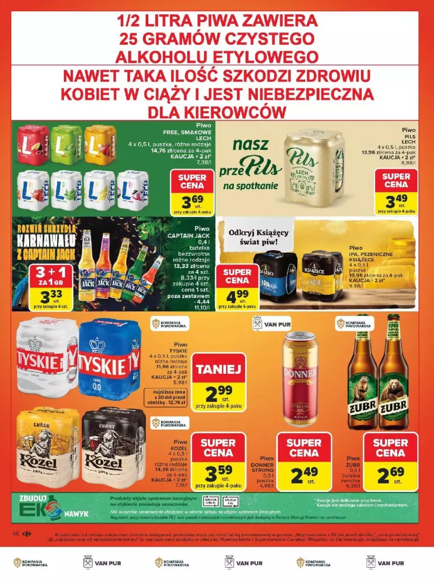 Gazetka promocyjna Carrefour - Gazetka Carrefour, Market Łap markowe pewniaki! - ważna 16.02 do 28.02.2026 - strona 48 - produkty: Captain Jack, Fa, Kozel, Piwa, Piwo, Por, Pur, Tyskie