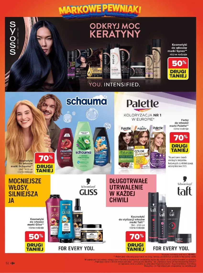 Gazetka promocyjna Carrefour - Gazetka Carrefour, Market Łap markowe pewniaki! - ważna 16.02 do 28.02.2026 - strona 54 - produkty: Cars, Fa, HP, LG, Palette, Schauma, Syoss, Taft