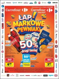 Gazetka promocyjna Carrefour - Gazetka Carrefour, Market Łap markowe pewniaki! - Gazetka - ważna od 28.02 do 28.02.2026 - strona 1 - produkty: Lubella, Makaron, Ser, Bell, Coca-Cola, Camembert, Lipton, Napój gazowany, Bakoma, Fanta, Bella, Flora, Sprite, Napój, LG, Fa