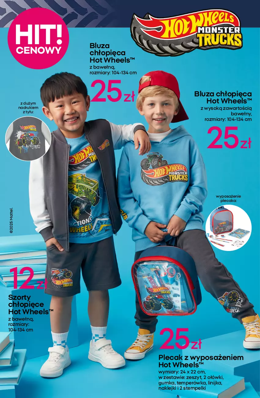Gazetka promocyjna Pepco - Powrót do szkoły - ważna 24.07 do 06.08.2025 - strona 2 - produkty: Bluza, Długopis, Hot Wheels, Klej, Kosz, Koszulka, Mattel, Piżama, Plecak, Pojemnik, Sok, Szorty, Torba