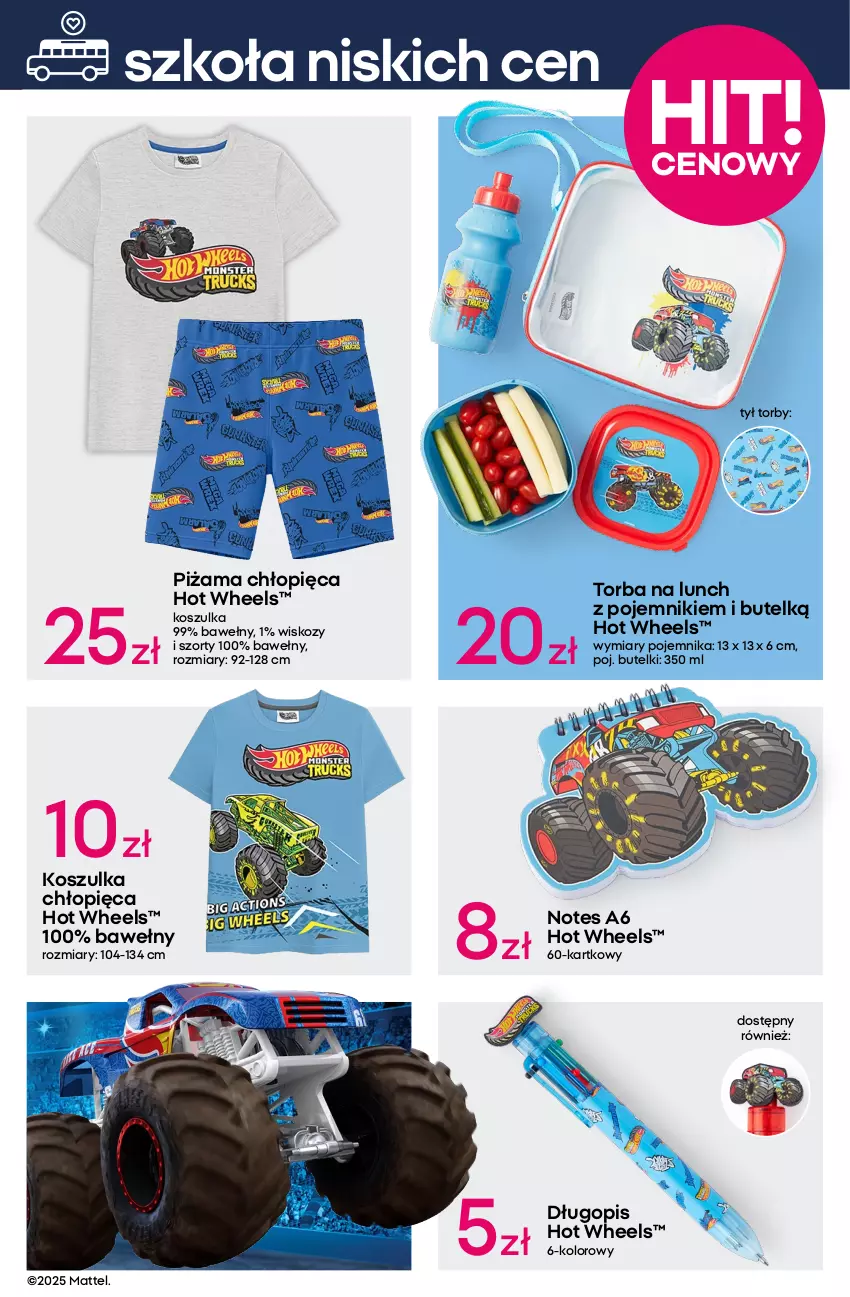 Gazetka promocyjna Pepco - Powrót do szkoły - ważna 24.07 do 06.08.2025 - strona 3 - produkty: Bluza, Długopis, Hot Wheels, Klej, Kosz, Koszulka, Mattel, Piżama, Plecak, Pojemnik, Sok, Szorty, Torba