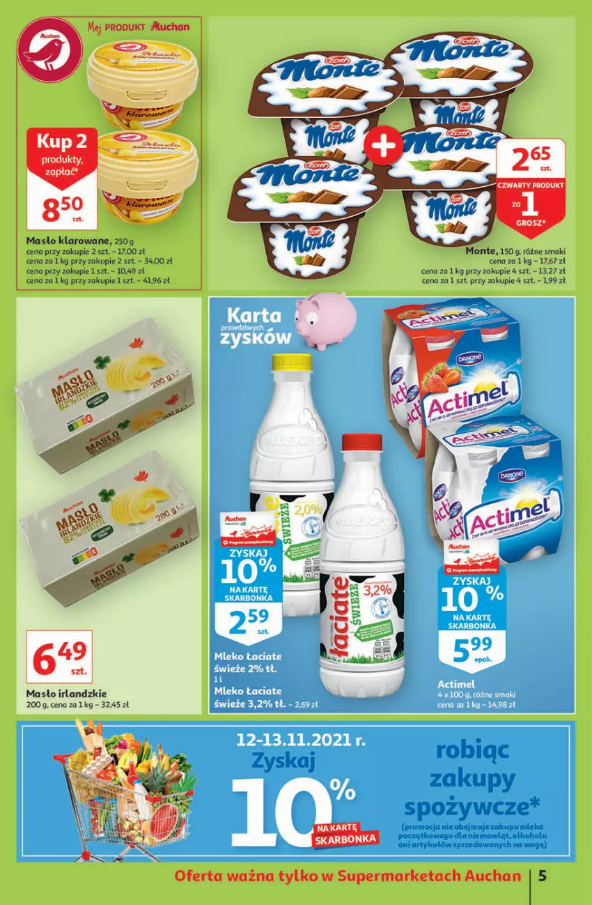 Gazetka promocyjna Auchan - Magia rabatów Supermarkety - ważna 12.11 do 17.11.2021 - strona 5 - produkty: Masło, Masło klarowane, Monte