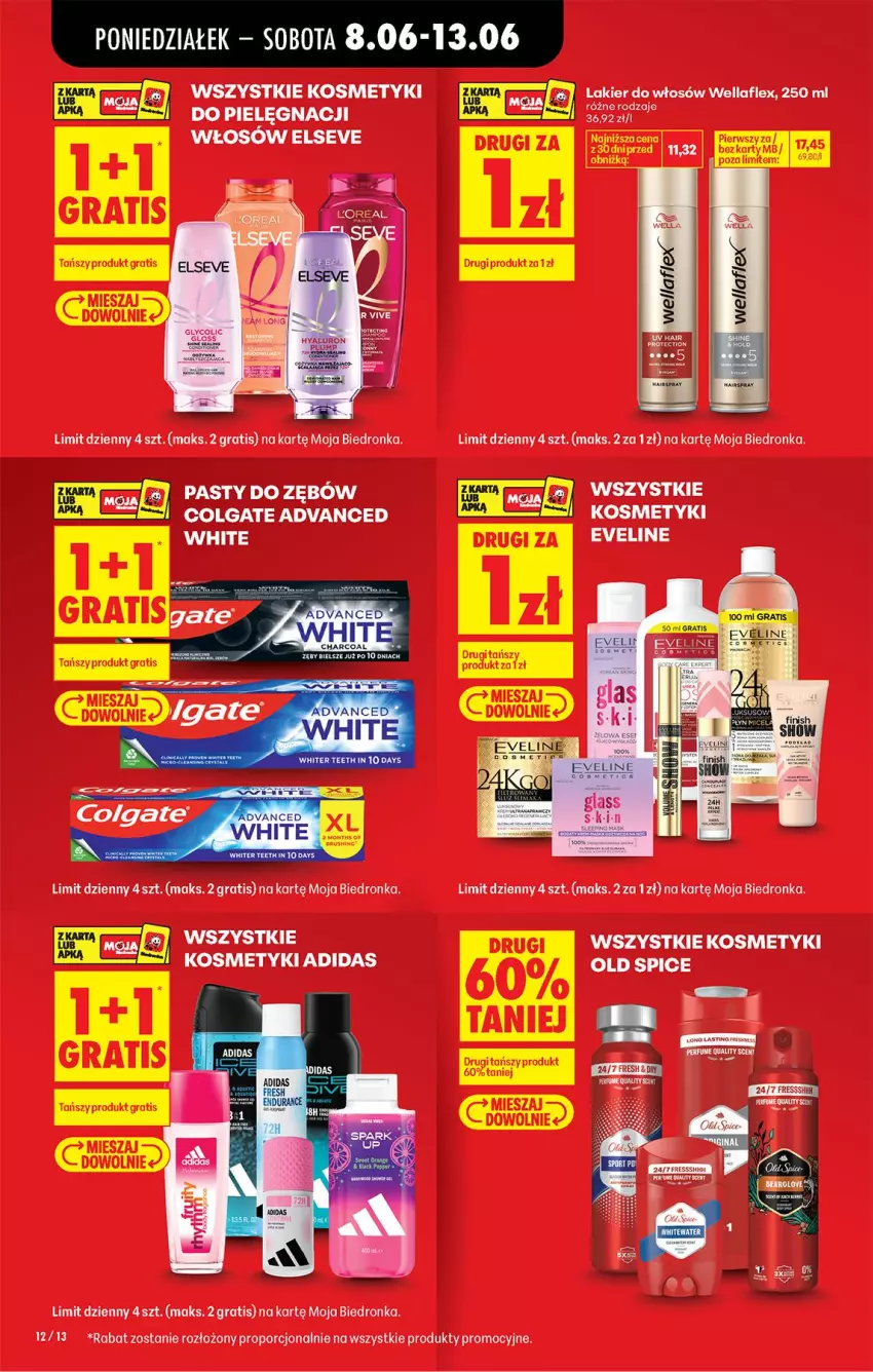 Gazetka promocyjna Biedronka - Od Poniedziałku - ważna 08.06 do 13.06.2026 - strona 14 - produkty: Adidas, Elseve, Eveline, Gra, Lakier, Lakier do włosów, Old Spice, Por, Wella, Wellaflex