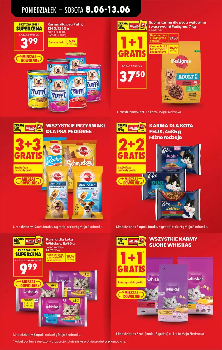 Gazetka promocyjna Biedronka - Od Poniedziałku - ważna 08.06 do 13.06.2026 - strona 15 - produkty: Felix, Gra, Pedigree, Por, Przysmaki, Puf, Sucha karma, Whiskas