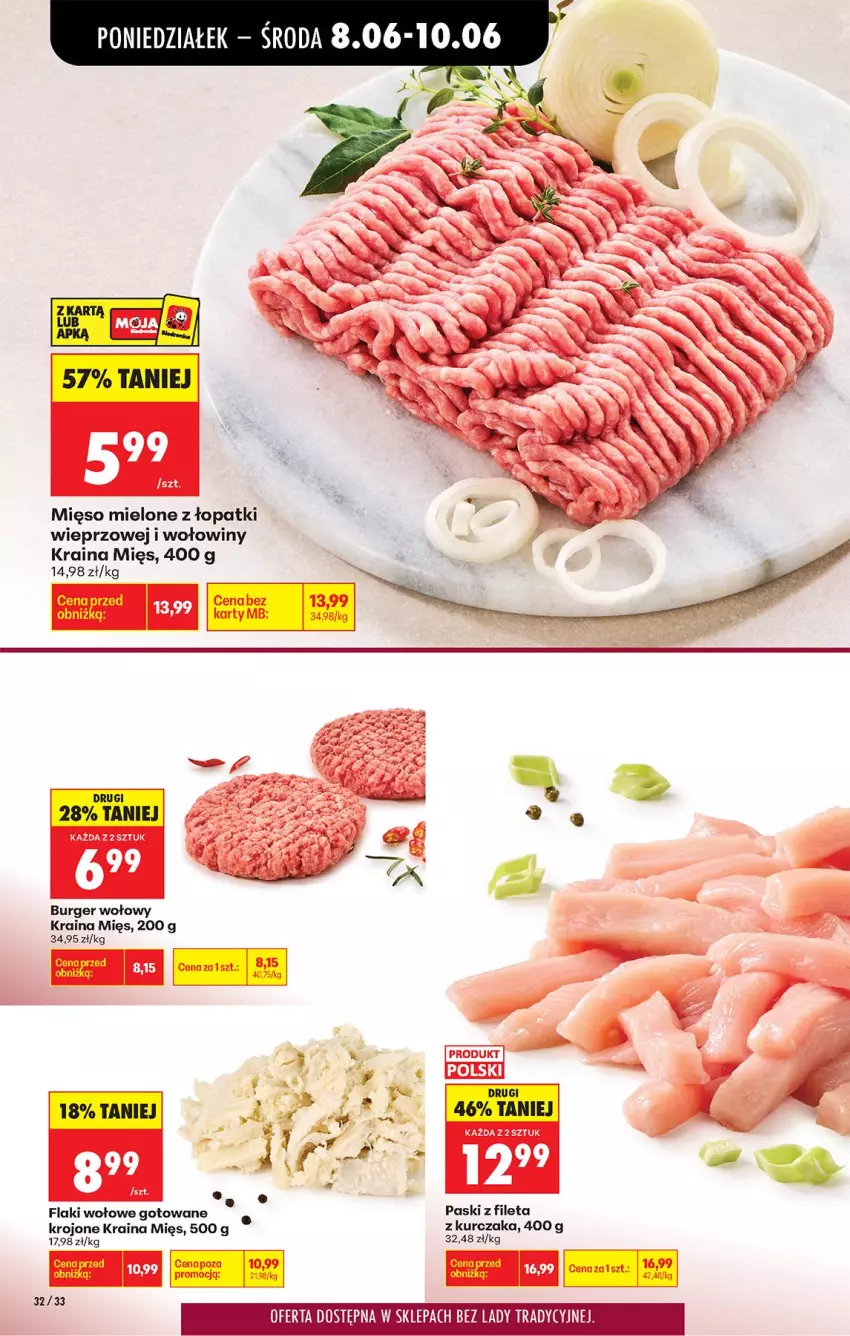 Gazetka promocyjna Biedronka - Od Poniedziałku - ważna 08.06 do 13.06.2026 - strona 36 - produkty: Burger, Flaki, Flaki wołowe, Kurczak, Mięso, Mięso mielone, Mięso mielone z łopatki wieprzowej