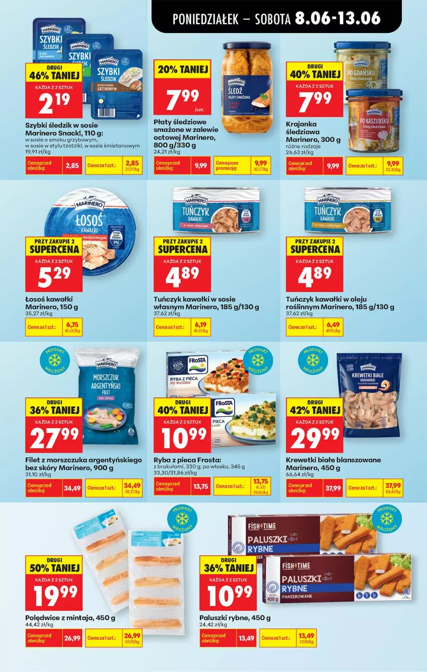 Gazetka promocyjna Biedronka - Od Poniedziałku - ważna 08.06 do 13.06.2026 - strona 41 - produkty: Filet z morszczuka, Frosta, Kawa, Krajanka śledziowa, Krewetki, Mintaj, Olej, Paluszki rybne, Piec, Pur, Ryba, Sos, Tuńczyk