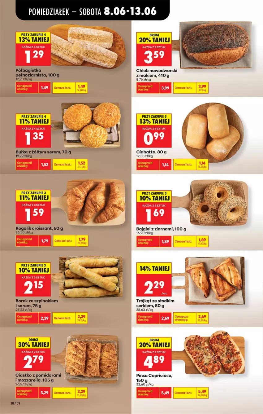 Gazetka promocyjna Biedronka - Od Poniedziałku - ważna 08.06 do 13.06.2026 - strona 46 - produkty: Bagietka, Bułka, Chleb, Ciabatta, Croissant, Półbagietka, Rogal, Ser, Szpinak