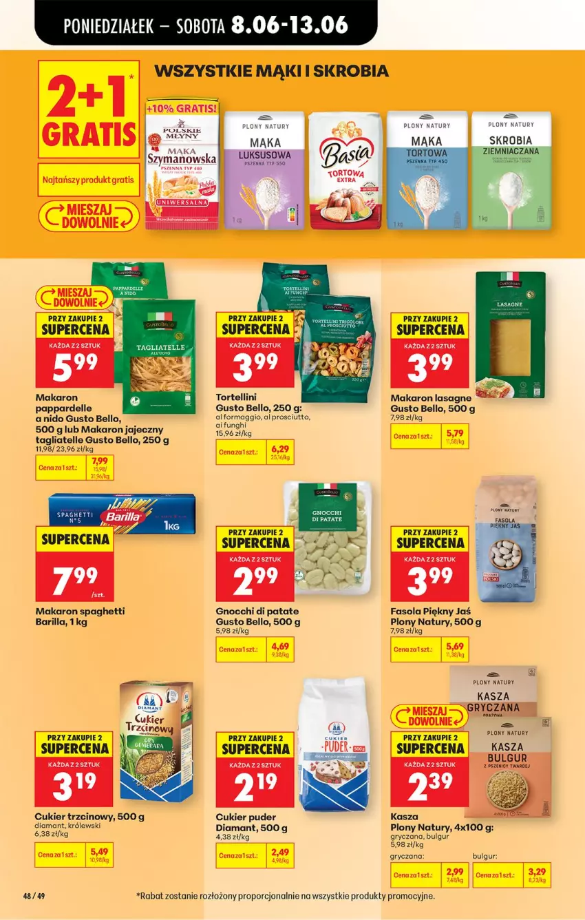 Gazetka promocyjna Biedronka - Od Poniedziałku - ważna 08.06 do 13.06.2026 - strona 58 - produkty: Barilla, Bell, Bulgur, Cukier, Cukier puder, Cukier trzcinowy, Dell, Diamant, Fa, Fasola, Gnocchi, Gra, Gry, Kasza, Królewski, Lasagne, LG, Maggi, Makaron, Por, Prosciutto, Puder, Spaghetti, Tagliatelle