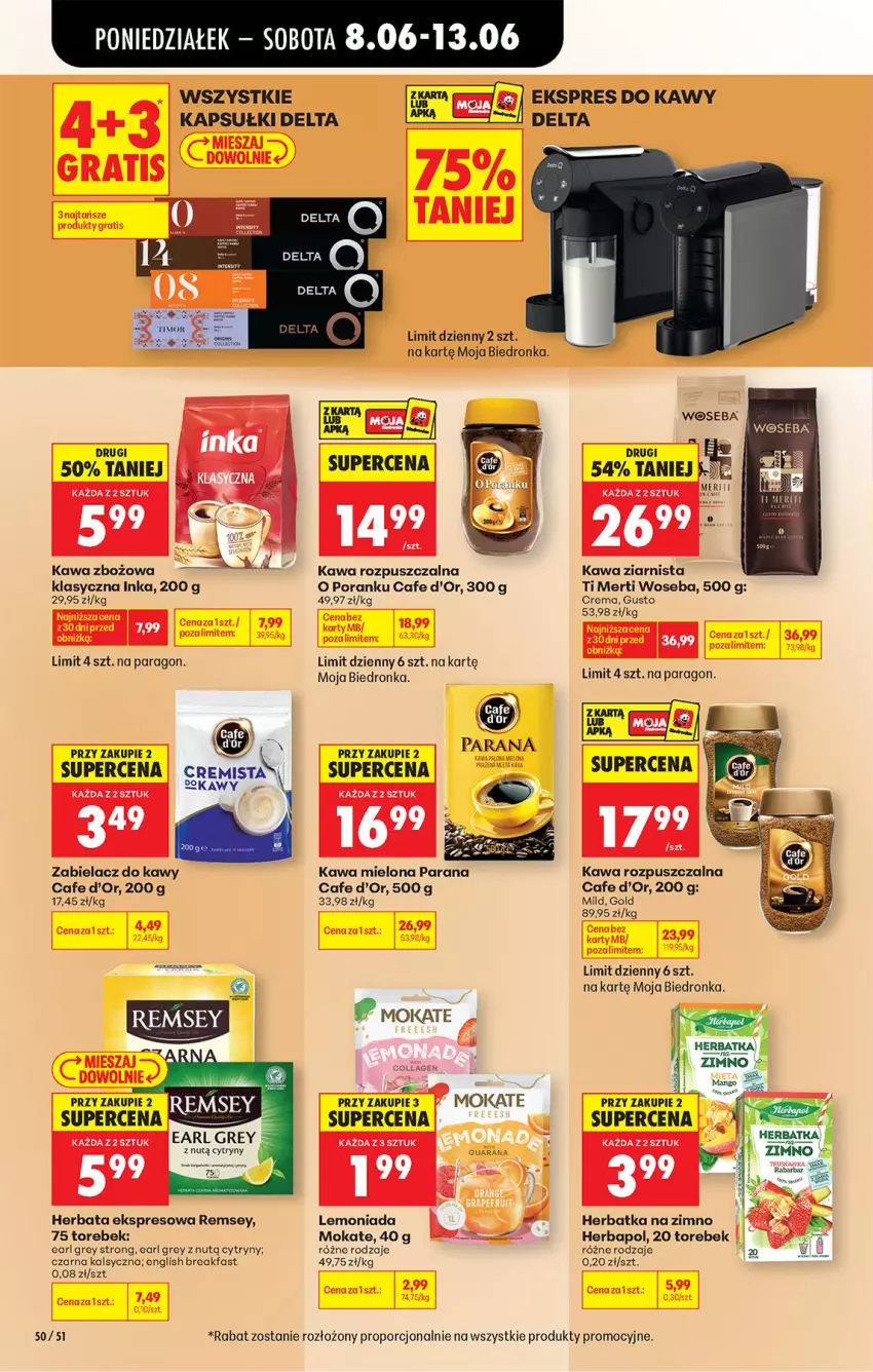Gazetka promocyjna Biedronka - Od Poniedziałku - ważna 08.06 do 13.06.2026 - strona 64 - produkty: Cytryny, Earl Grey, Fa, Herbapol, Herbata, Inka, Kawa, Kawa mielona, Kawa rozpuszczalna, Kawa zbożowa, Kawa ziarnista, Lemoniada, Por, Woseba
