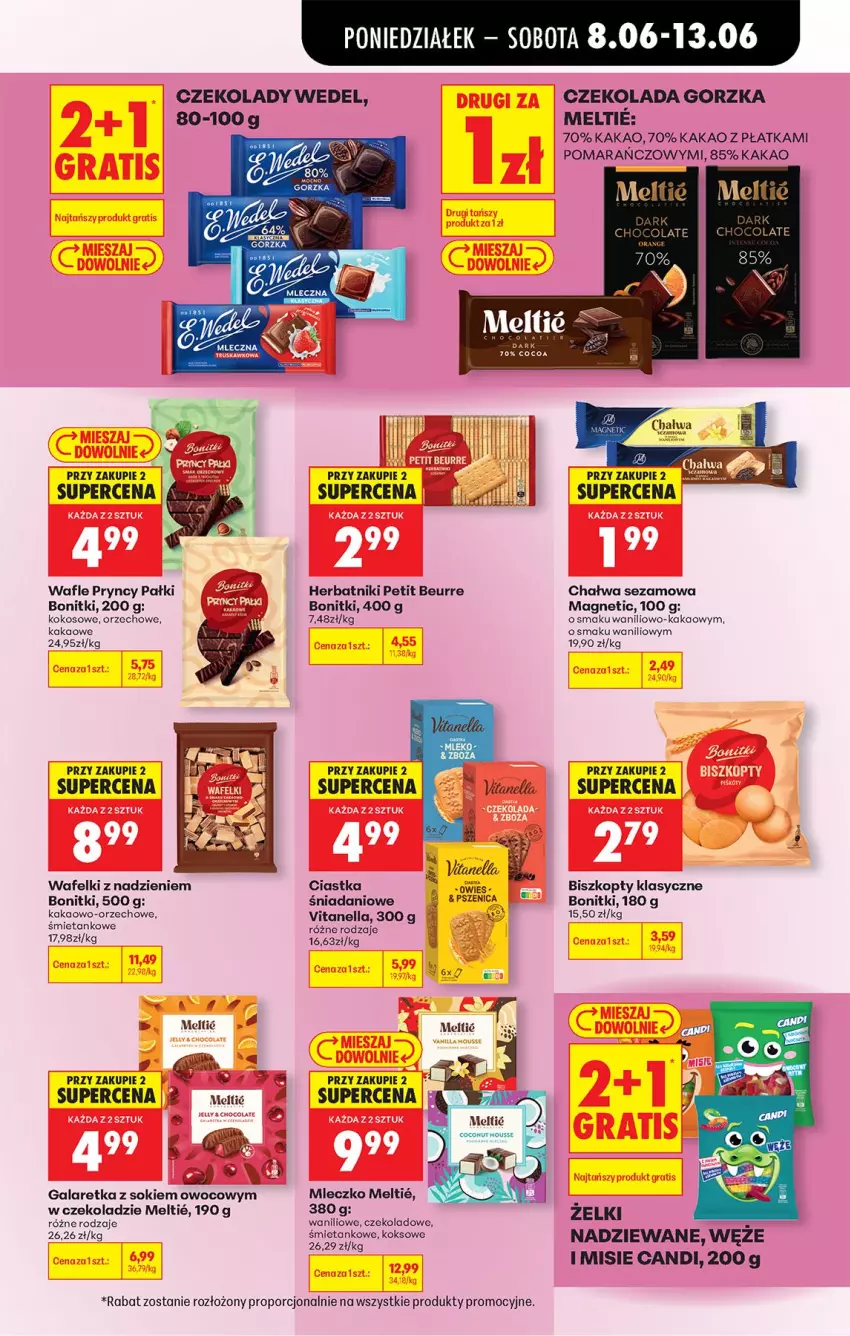 Gazetka promocyjna Biedronka - Od Poniedziałku - ważna 08.06 do 13.06.2026 - strona 69 - produkty: Biszkopty, Bonitki, Chałwa, Ciastka, Czekolada, Czekolada gorzka, Danio, Fa, Gala, Galaretka, Herbatniki, Herbatniki Petit Beurre, Kakao, Kokos, Mleczko, Por, Sezam, Sok, Wafle