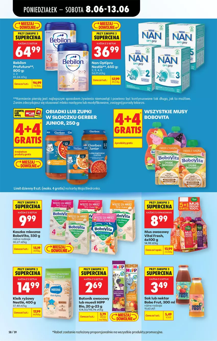 Gazetka promocyjna Biedronka - Od Poniedziałku - ważna 08.06 do 13.06.2026 - strona 78 - produkty: Baton, BEBILON, BoboVita, Fa, HiPP, Mus, Nektar, Por, Ryż, Sok, Tonik