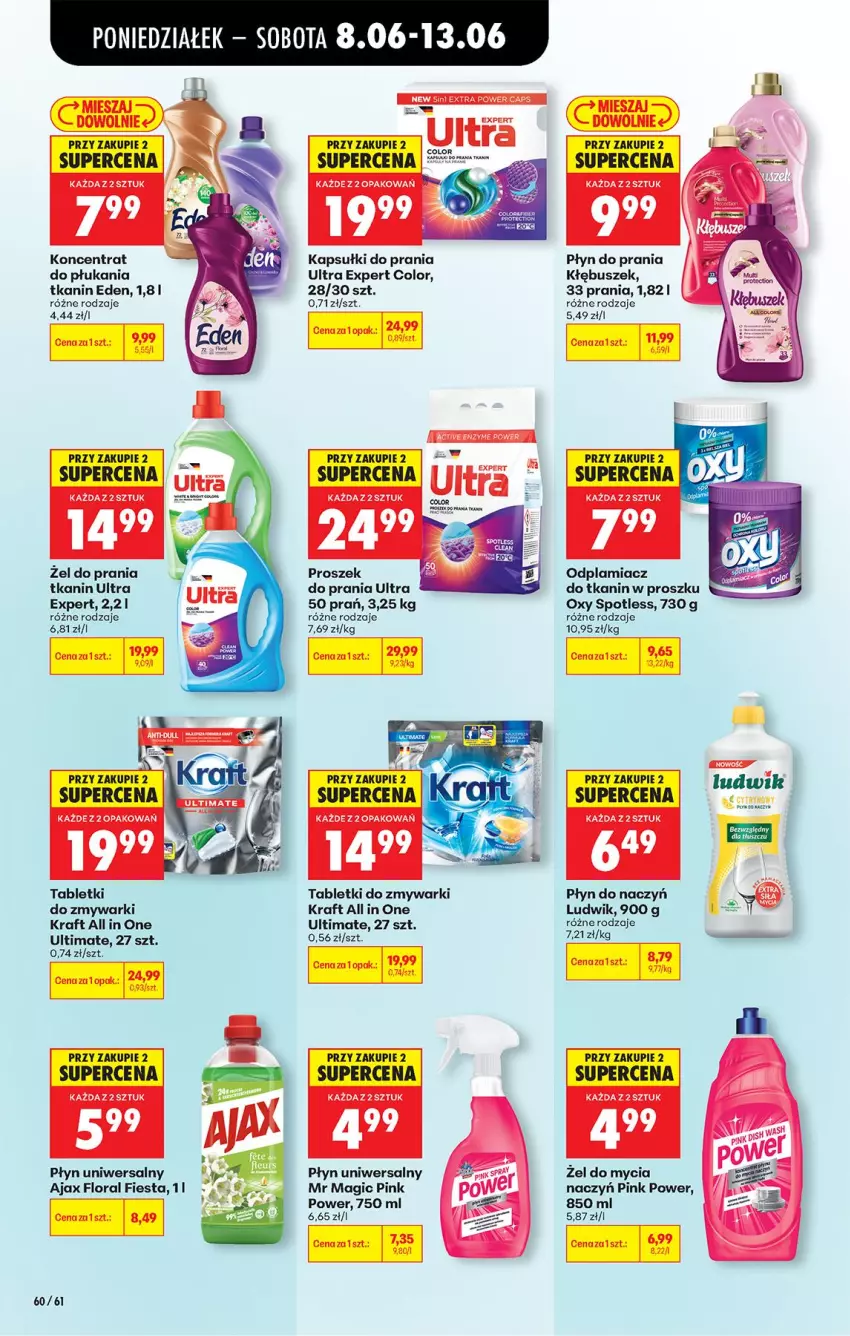 Gazetka promocyjna Biedronka - Od Poniedziałku - ważna 08.06 do 13.06.2026 - strona 80 - produkty: Ajax, Do mycia naczyń, Fa, Flora, Kapsułki do prania, Klej, Ludwik, Odplamiacz, Płyn do prania, Proszek do prania, Tablet, Tabletki do zmywarki, Wagi, Zmywarki