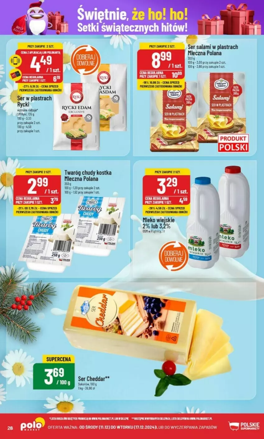 Gazetka promocyjna PoloMarket - ważna 11.12 do 17.12.2024 - strona 21 - produkty: Cheddar, Edam, LANA, Rycki Edam, Salami, Ser, Ser salami, Sok, Sokołów, Twaróg, Twaróg chudy