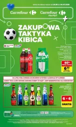 Gazetka promocyjna Carrefour - Gazetka Carrefour, Market Zakupowa taktyka kibica - Gazetka - ważna od 04.07 do 04.07.2026 - strona 1 - produkty: Piwo, Por, Coca-Cola, Carlsberg, Napój gazowany, Fanta, Groch, Sprite, Napój, Fa