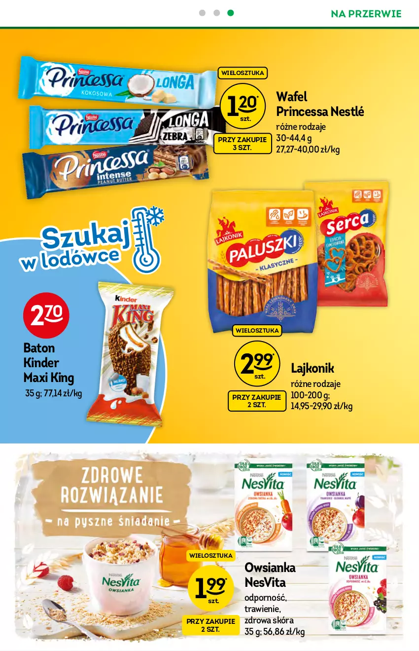 Gazetka promocyjna Żabka - ważna 22.09 do 28.09.2021 - strona 20 - produkty: Baton, Kinder, Lajkonik, Nestlé, Owsianka, Por, Princessa