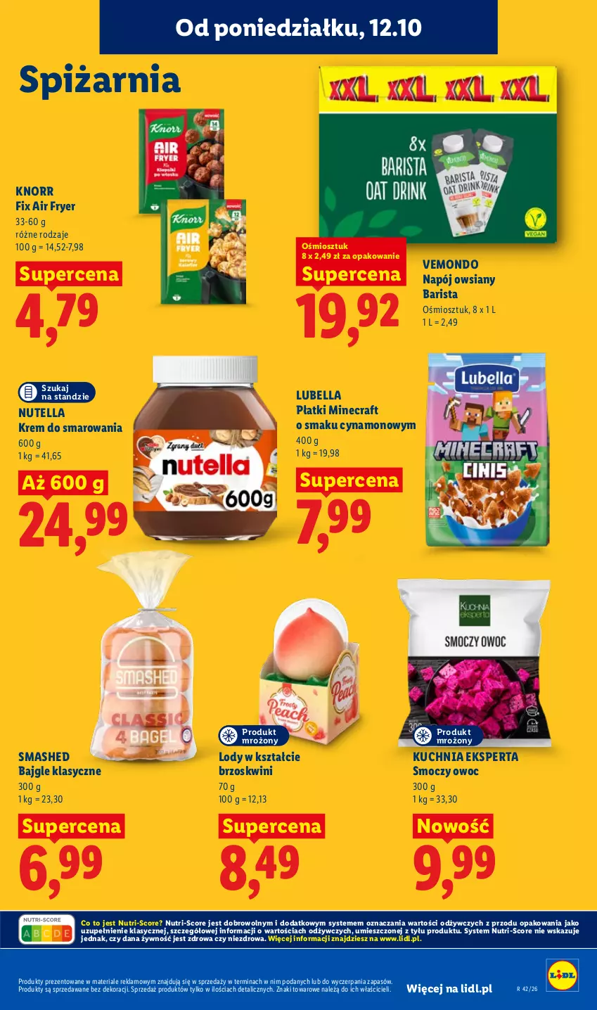 Gazetka promocyjna Lidl - Gazetka - ważna 12.10 do 14.10.2026 - strona 103 - produkty: Bajgle, Bell, Bella, Knorr, Kuchnia, Lody, Lubella, Minecraft, Napój, Nutella