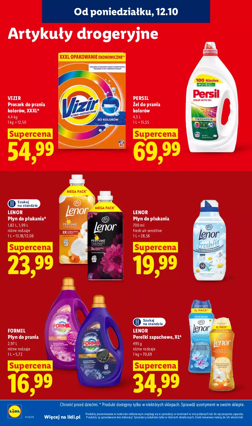 Gazetka promocyjna Lidl - Gazetka - ważna 12.10 do 14.10.2026 - strona 108 - produkty: Lenor, Perełki zapachowe, Persil, Płyn do płukania, Płyn do prania, Proszek do prania, Vizir