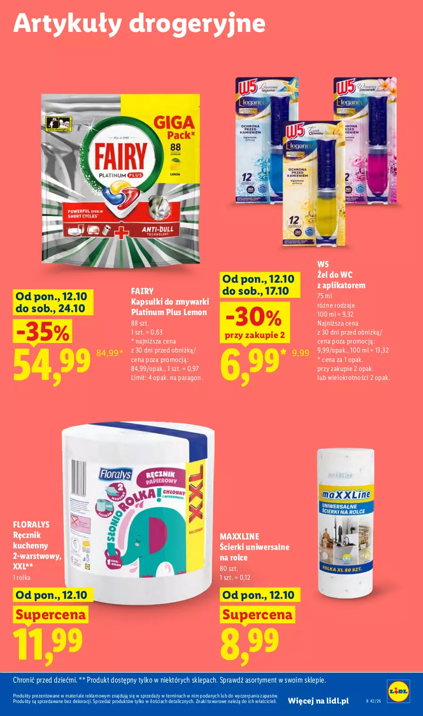 Gazetka promocyjna Lidl - Gazetka - ważna 12.10 do 14.10.2026 - strona 109 - produkty: Fa, Fairy, Flora, Ręcznik, Ręcznik kuchenny, Zmywarki