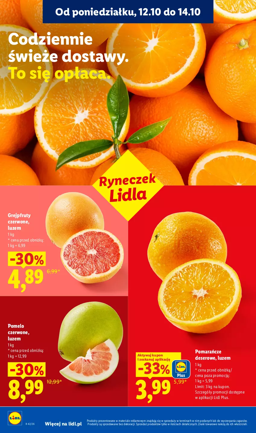Gazetka promocyjna Lidl - Gazetka - ważna 12.10 do 14.10.2026 - strona 52 - produkty: Deser, Grejpfrut, Pomarańcze, Pomelo, Ser
