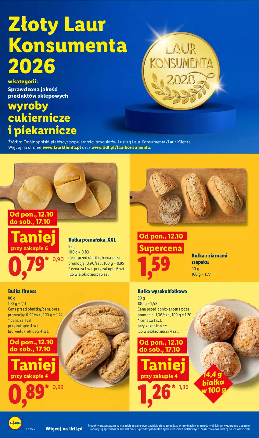 Gazetka promocyjna Lidl - Gazetka - ważna 12.10 do 14.10.2026 - strona 54 - produkty: Bułka, Bułka fitness, Cukier, Laur, Sok