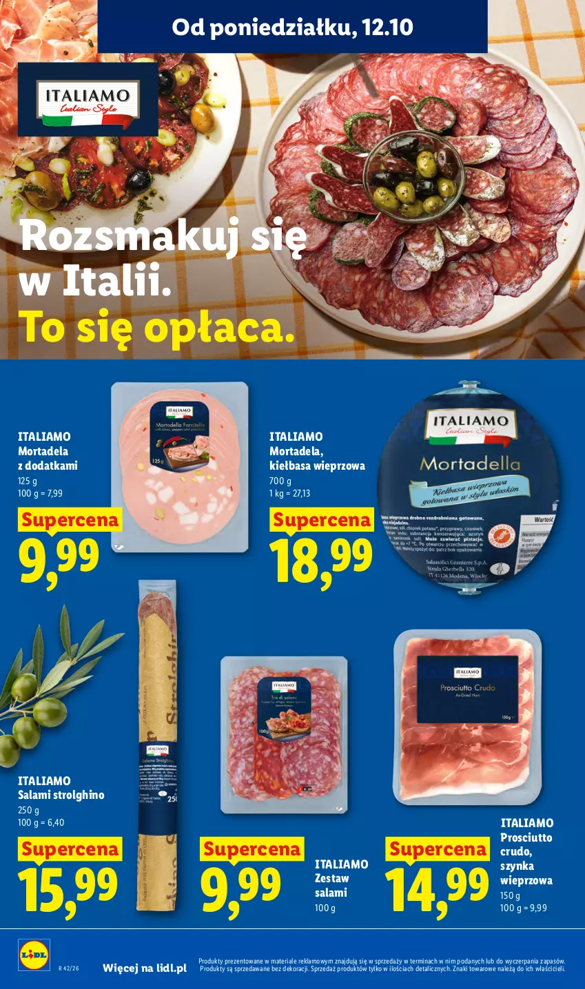 Gazetka promocyjna Lidl - Gazetka - ważna 12.10 do 14.10.2026 - strona 62 - produkty: Kiełbasa, LG, Prosciutto, Salami, Szynka, Szynka wieprzowa