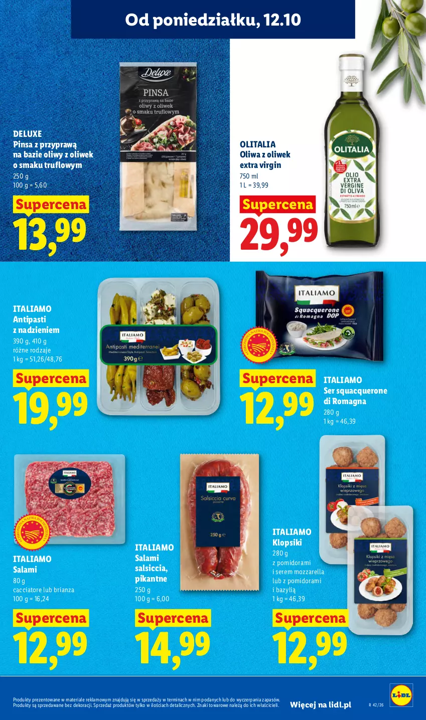 Gazetka promocyjna Lidl - Gazetka - ważna 12.10 do 14.10.2026 - strona 63 - produkty: Bazyl, Gin, Klopsiki, Mozzarella, Oliwa, Oliwa z oliwek, Salami, Ser