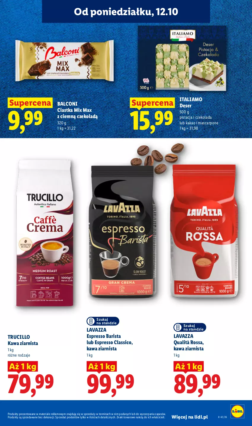 Gazetka promocyjna Lidl - Gazetka - ważna 12.10 do 14.10.2026 - strona 65 - produkty: Alcon, Ciastka, Czekolada, Deser, Kakao, Kawa, Kawa ziarnista, Lavazza, Mascarpone, Ser