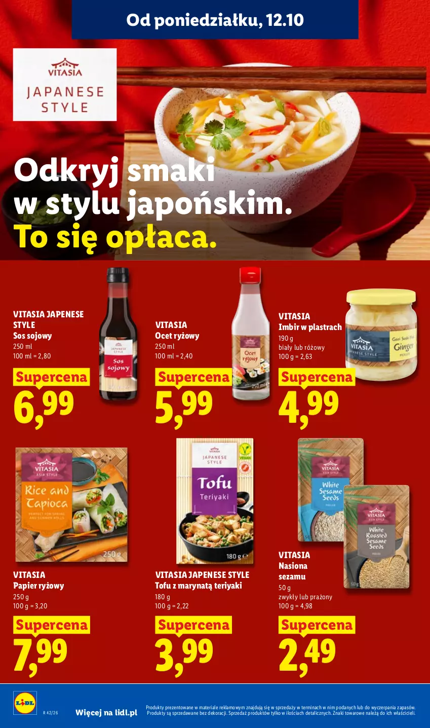 Gazetka promocyjna Lidl - Gazetka - ważna 12.10 do 14.10.2026 - strona 66 - produkty: Imbir, Ocet, Ocet ryżowy, Papier, Papier ryżowy, Ryż, Sezam, Sos, Sos sojowy, Tofu