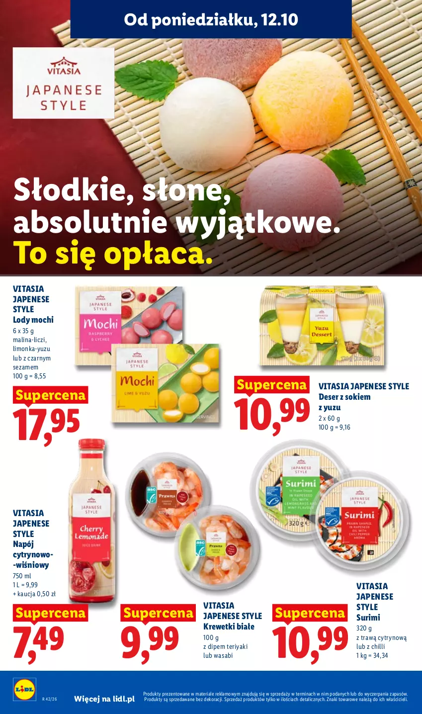 Gazetka promocyjna Lidl - Gazetka - ważna 12.10 do 14.10.2026 - strona 68 - produkty: Absolut, Deser, Krewetki, Liczi, Limonka, Lody, Napój, Ser, Sezam, Sok, Surimi, Wasa