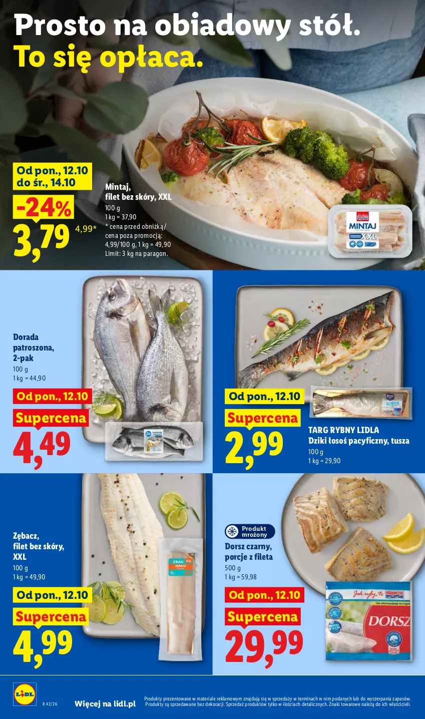 Gazetka promocyjna Lidl - Gazetka - ważna 12.10 do 14.10.2026 - strona 84 - produkty: Dorsz, Mintaj, Por, Stół, Tusz
