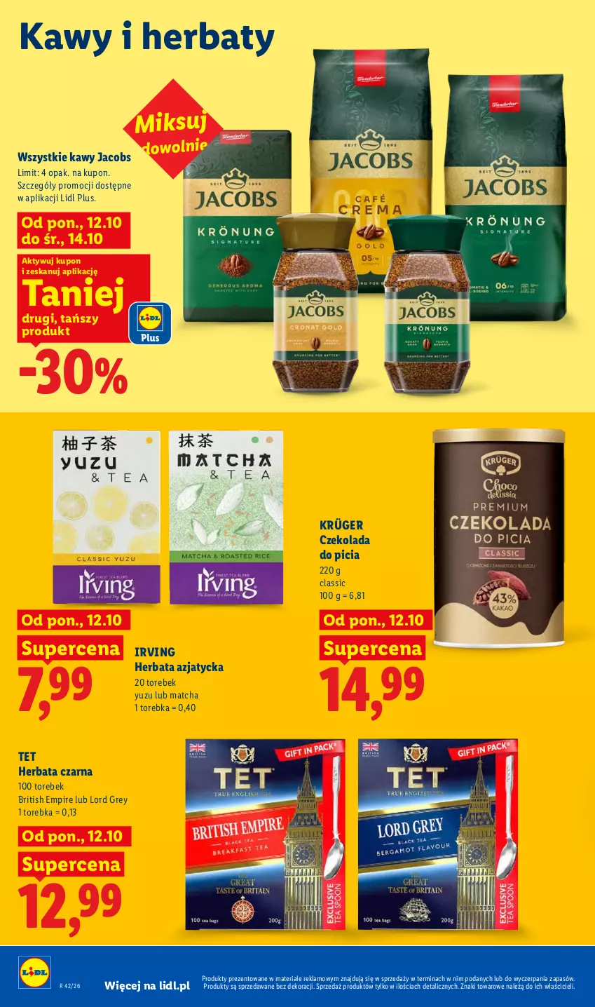 Gazetka promocyjna Lidl - Gazetka - ważna 12.10 do 14.10.2026 - strona 92 - produkty: Brit, Czekolada, Herbata, Herbata czarna, Irving, Jacobs, Torebka