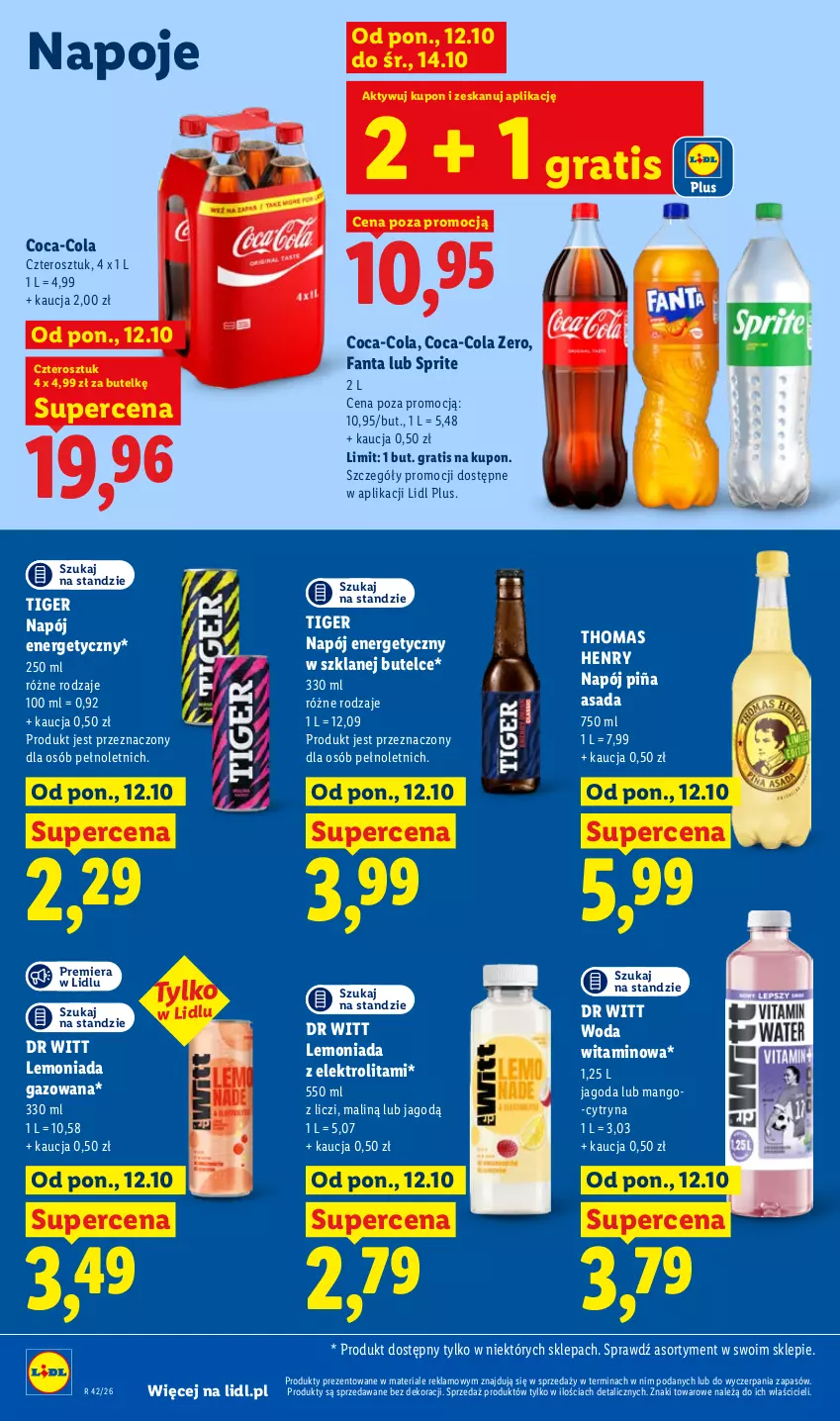 Gazetka promocyjna Lidl - Gazetka - ważna 12.10 do 14.10.2026 - strona 94 - produkty: Coca-Cola, Fa, Fanta, Gra, Lemoniada, Liczi, Mango, Napój, Napój energetyczny, Napoje, Sprite, Tiger, Woda