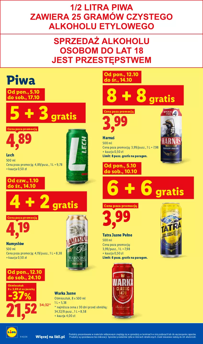 Gazetka promocyjna Lidl - Gazetka - ważna 12.10 do 14.10.2026 - strona 96 - produkty: Gra, Harnaś, Namysłów, Piwa, Tatra, Warka