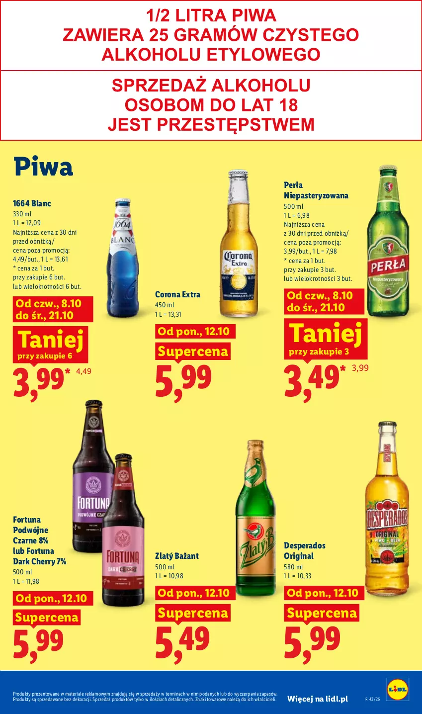 Gazetka promocyjna Lidl - Gazetka - ważna 12.10 do 14.10.2026 - strona 97 - produkty: Corona Extra, Desperados, Fortuna, Gin, Perła, Piwa