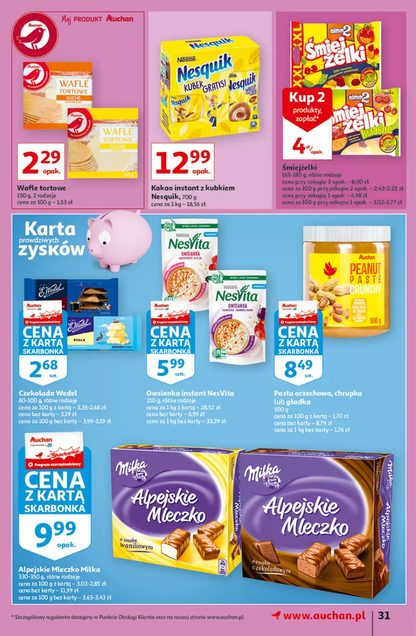 Gazetka promocyjna Auchan - Hiperoszczędzanie w wersji Maxi Paki Hipermarkety - ważna 16.09 do 22.09.2021 - strona 31 - produkty: Kakao, Koc, Nesquik, Wafle, Wafle tortowe