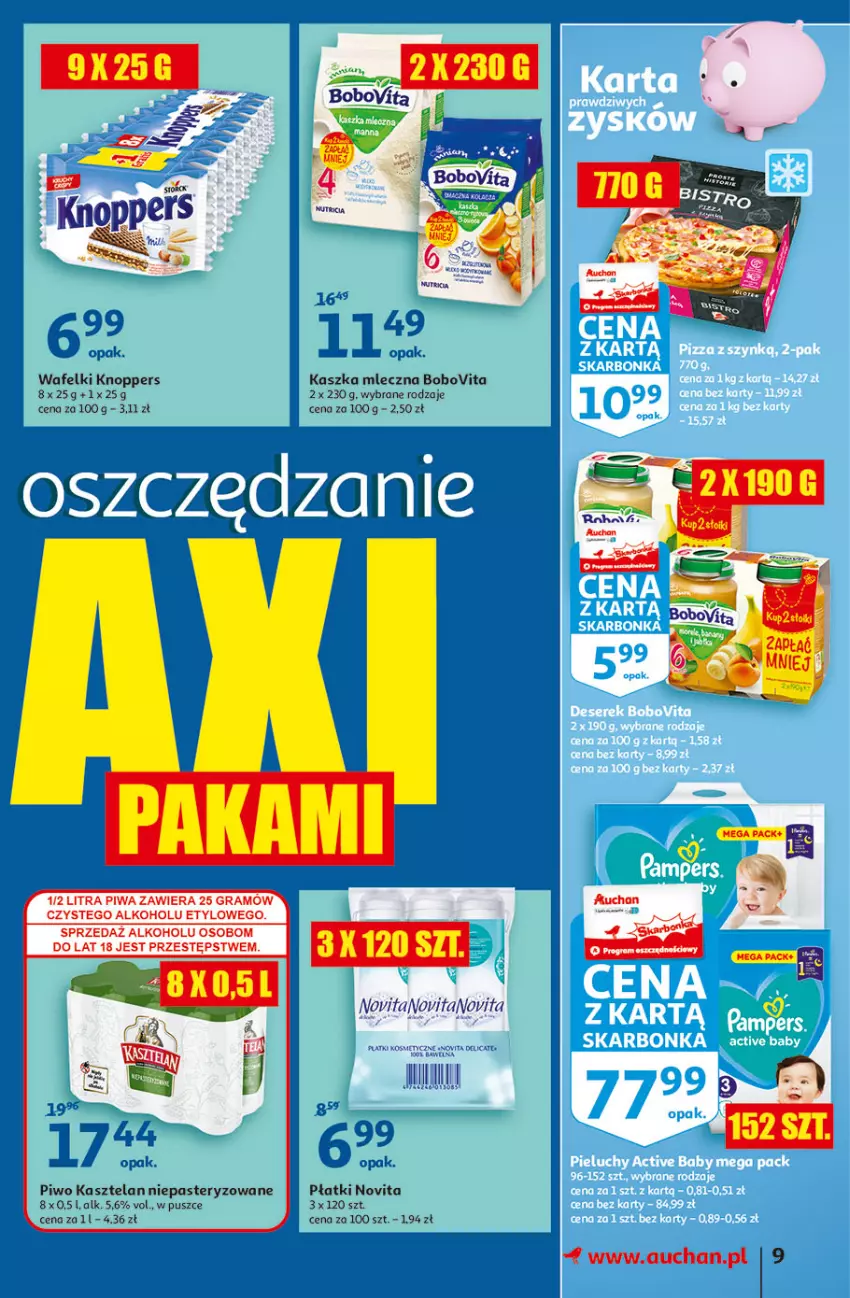 Gazetka promocyjna Auchan - Hiperoszczędzanie w wersji Maxi Paki Hipermarkety - ważna 16.09 do 22.09.2021 - strona 9 - produkty: BoboVita, Gra, Kasztelan, Knoppers, Piwa, Piwo