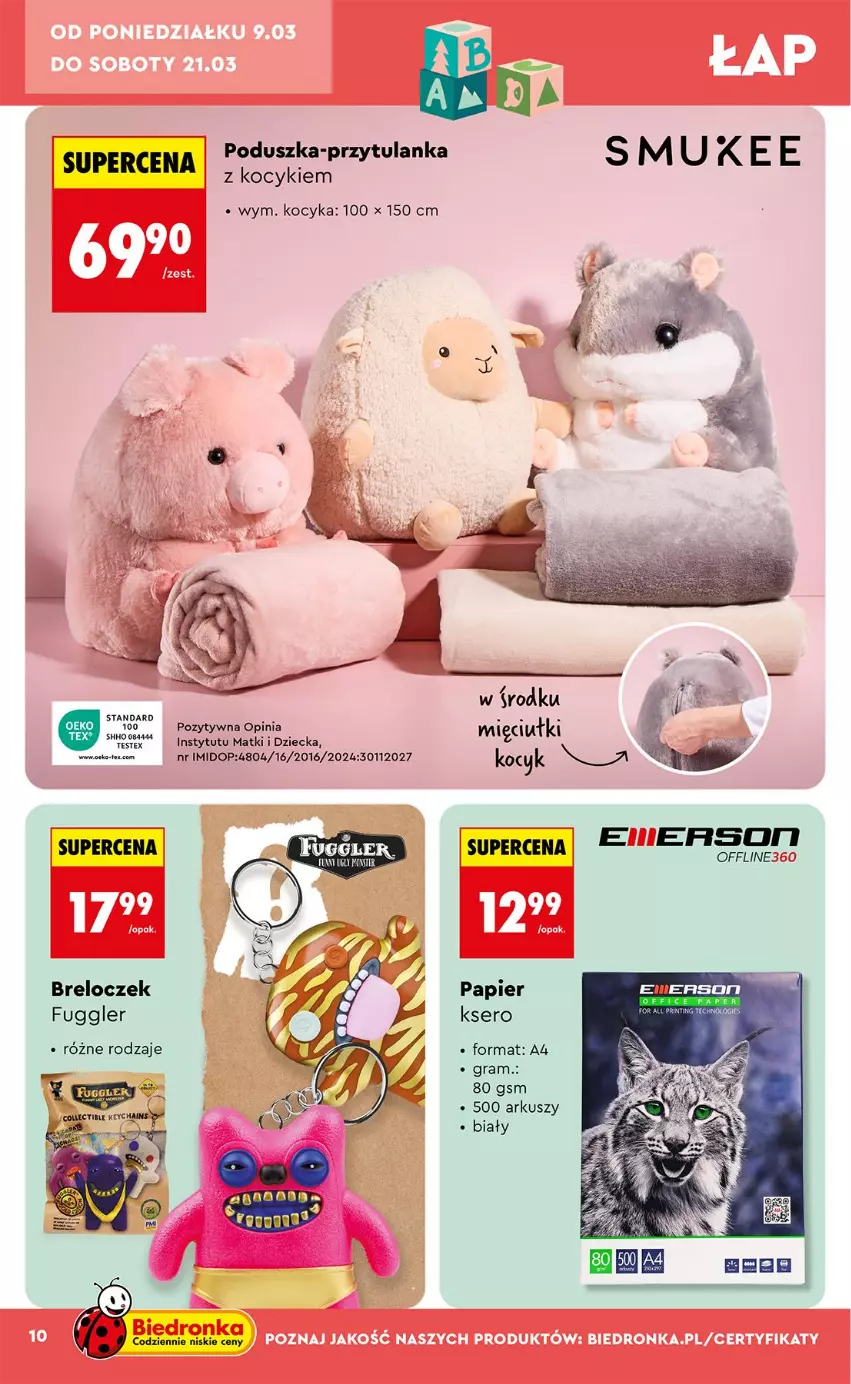 Gazetka promocyjna Biedronka - Okazje Tygodnia - ważna 07.03 do 21.03.2026 - strona 10 - produkty: Breloczek, Gra, Koc, Papier, Poduszka, Ser