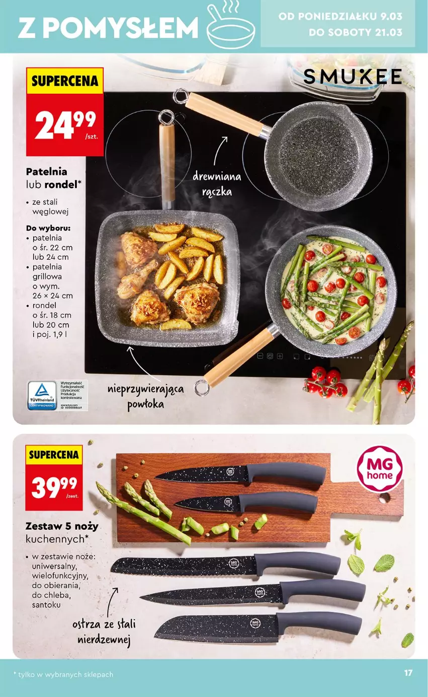 Gazetka promocyjna Biedronka - Okazje Tygodnia - ważna 07.03 do 21.03.2026 - strona 17 - produkty: Chleb, Grill, Noż, Patelnia, Patelnia grillowa, Rondel