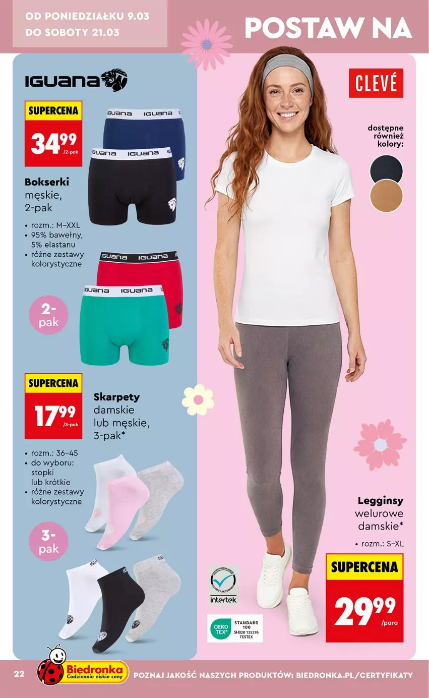 Gazetka promocyjna Biedronka - Okazje Tygodnia - ważna 07.03 do 21.03.2026 - strona 22 - produkty: Bokserki, Gin, Karp, Legginsy, Ser, Top