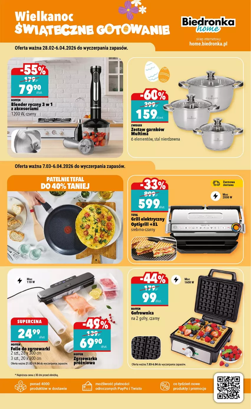 Gazetka promocyjna Biedronka - Okazje Tygodnia - ważna 07.03 do 21.03.2026 - strona 43 - produkty: Blender, Blender ręczny, Fa, Gofrownica, Gofry, Grill, Tefal, Warka