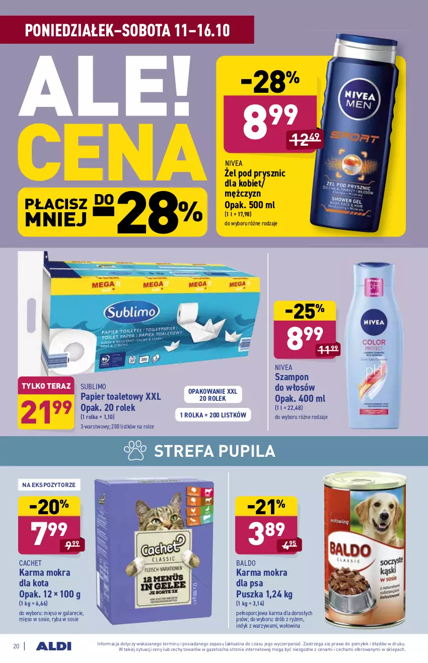 Gazetka promocyjna Aldi - ważna 11.10 do 16.10.2021 - strona 20 - produkty: Drób, Fa, Gala, Mięso, Mięso w galarecie, Mięso w sosie, Nivea, Papier, Papier toaletowy, Por, Ryba, Ryż, Sos, Szampon, Tera, Warzywa, Wołowina