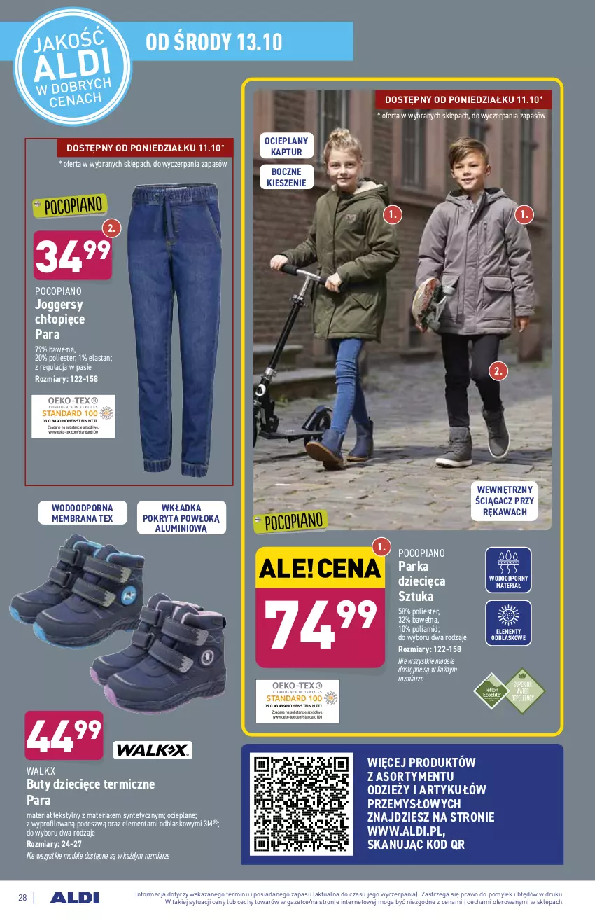 Gazetka promocyjna Aldi - ważna 11.10 do 16.10.2021 - strona 28 - produkty: Buty, Dzieci, Kawa, Parka, Pocopiano, Por, Wełna