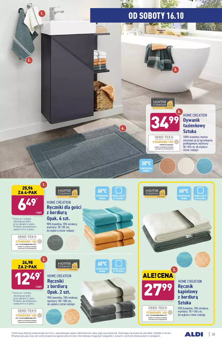 Gazetka promocyjna Aldi - ważna 11.10 do 16.10.2021 - strona 33 - produkty: Dywan, Dywanik, Dywanik łazienkowy, Ręcznik, Ręcznik kąpielowy, Wełna