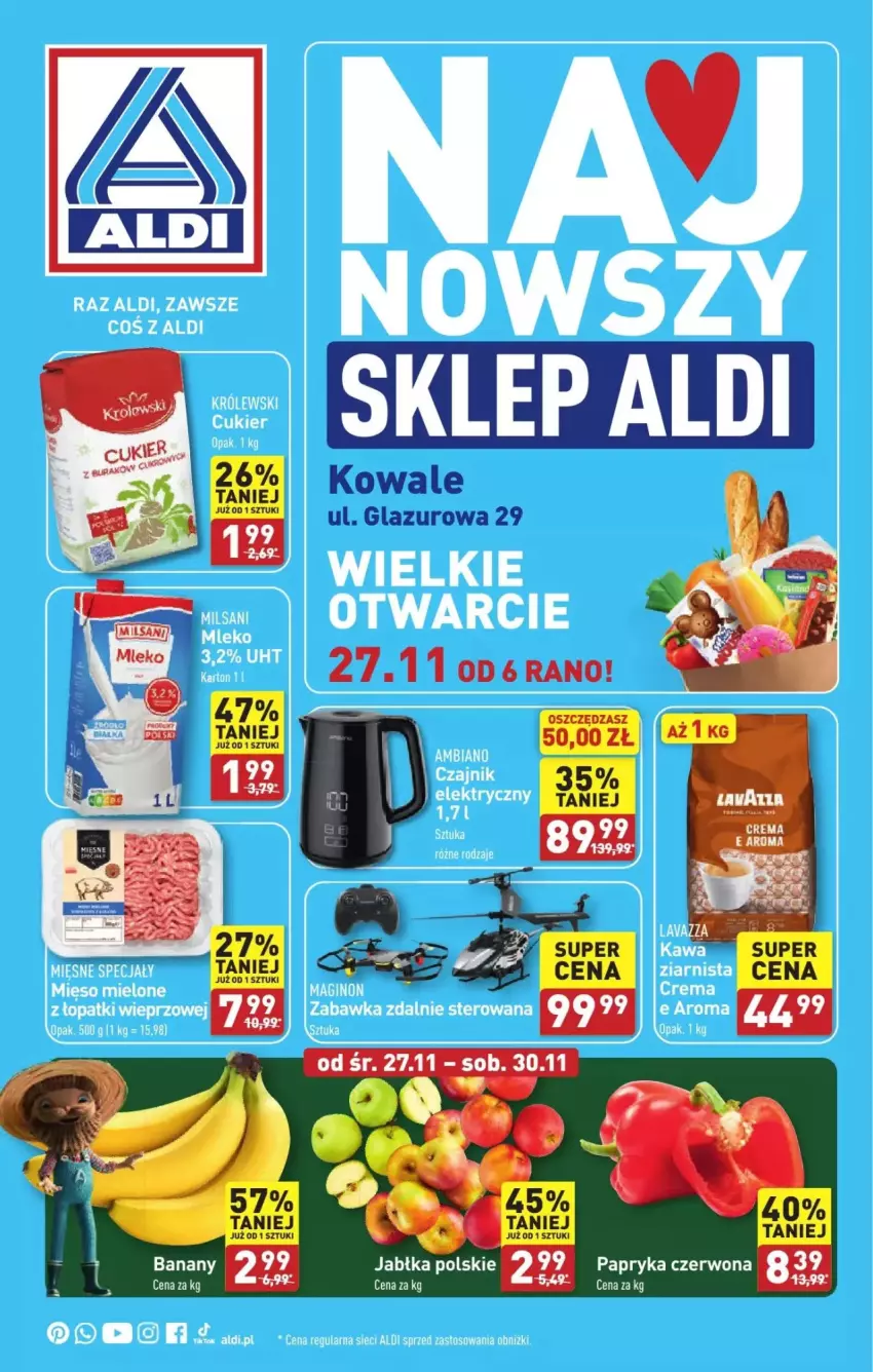 Gazetka promocyjna Aldi - ważna 27.11 do 30.11.2024 - strona 1 - produkty: Banany, Jabłka, Lazur, Papryka, Papryka czerwona