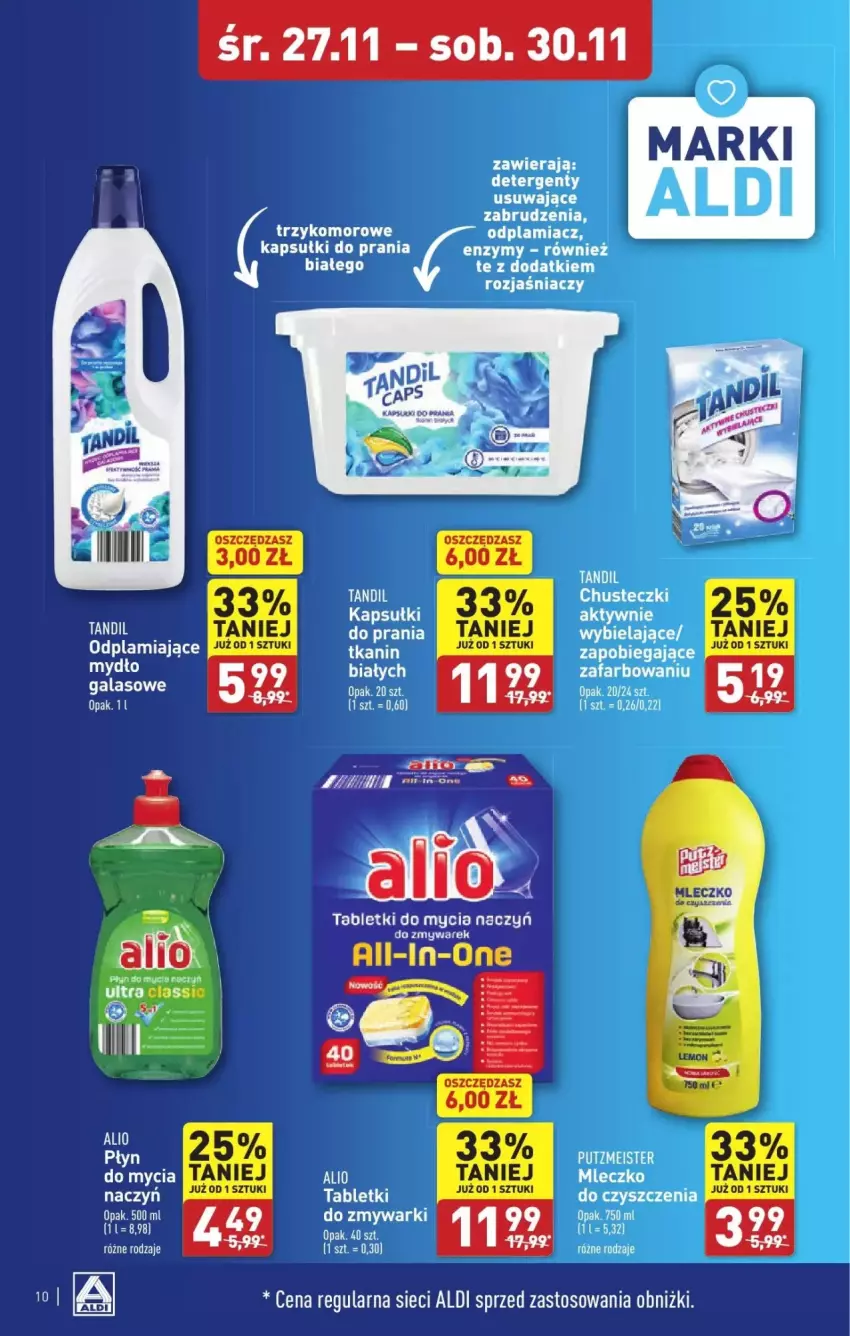 Gazetka promocyjna Aldi - ważna 27.11 do 30.11.2024 - strona 2 - produkty: Chusteczki, Do mycia naczyń, Fa, Gala, Kapsułki do prania, Mleczko, Mydło, Odplamiacz, Pajac, Tablet, Zmywarki