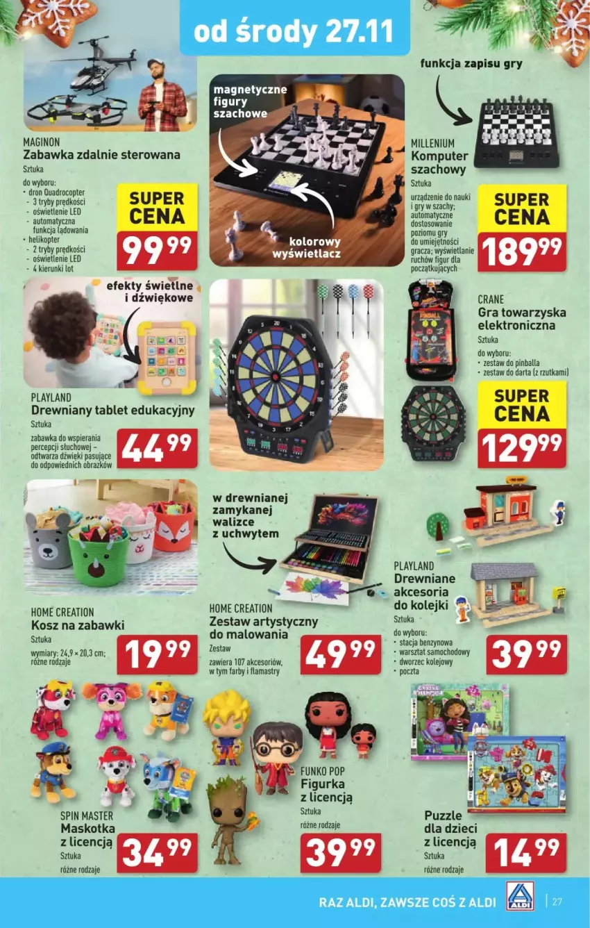 Gazetka promocyjna Aldi - ważna 27.11 do 30.11.2024 - strona 20 - produkty: Dzieci, Fa, Flamastry, Gin, Gra, Gry, Helikopter, Komputer, Kosz, NBA, Obraz, Olej, Puzzle, Szachy, Tablet, Zabawka